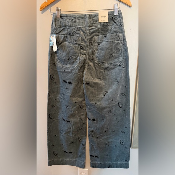 Maeve The Colette Crop Wide-leg Embroidered Corduroy Pants Light Blue/ Gray - Picture 7 of 13